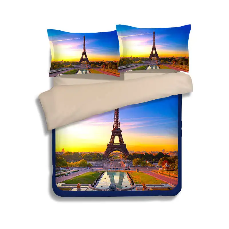 3 шт. Комплект постельного белья с Эйфелевой башней|bed linen|girls bed linenking size quilt |