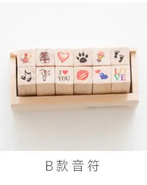 12 шт./компл. креативные милые мини деревянный штамп штампы дневник diy ручной работы наклейка Скрапбукинг Декоративные Фотоальбом подарок - Цвет: 2
