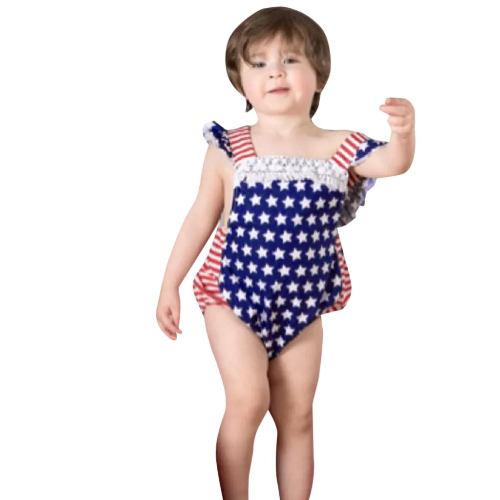 Одежда для новорожденных девочек и мальчиков 2019 патриотический комбинезон в