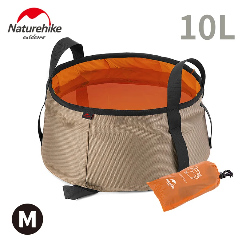 Naturehike 10L/16L Портативный Открытый Сверхлегкий умывальник складной контейнер для воды кемпинг Пикник умывальник ведро PU5000 сумка - Цвет: Khaki Orange M