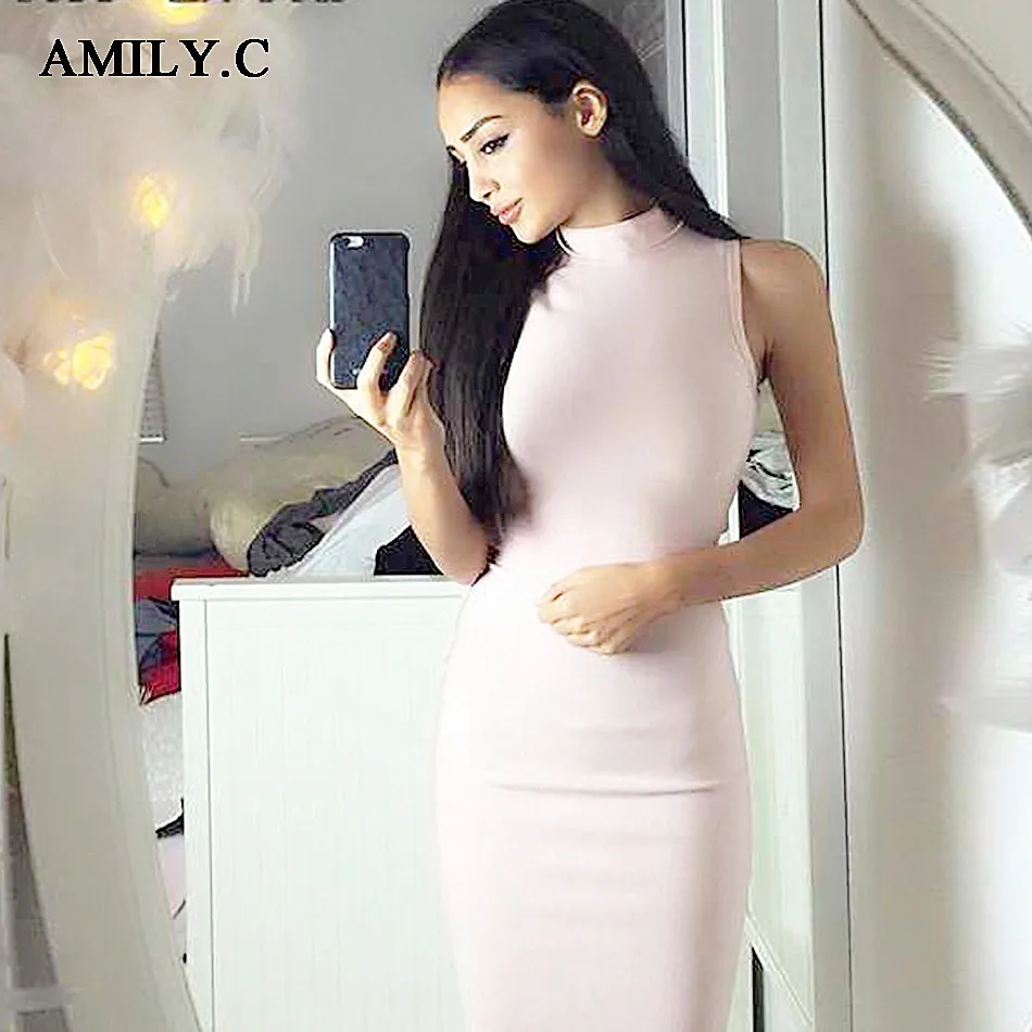 Amily.c 2020 Новое весеннее женское Бандажное платье сексуальное облегающее с высоким