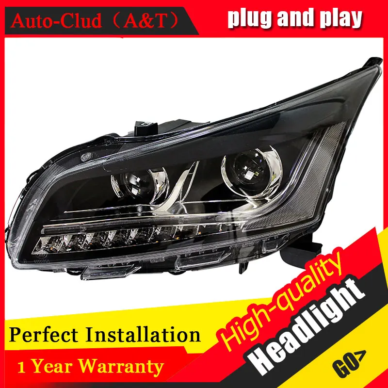 

Auto Clud 2015 For Chevrolet Cruze headlights LED lights bars bi xenon lens H7 xenon head lamps car styling