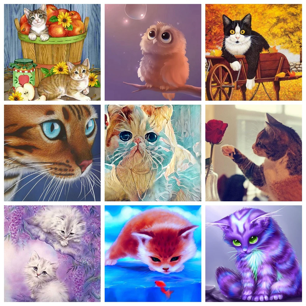 MaxLeSea Алмазная краска ing кошки частичное животное пересечение Стразы Вышивка по