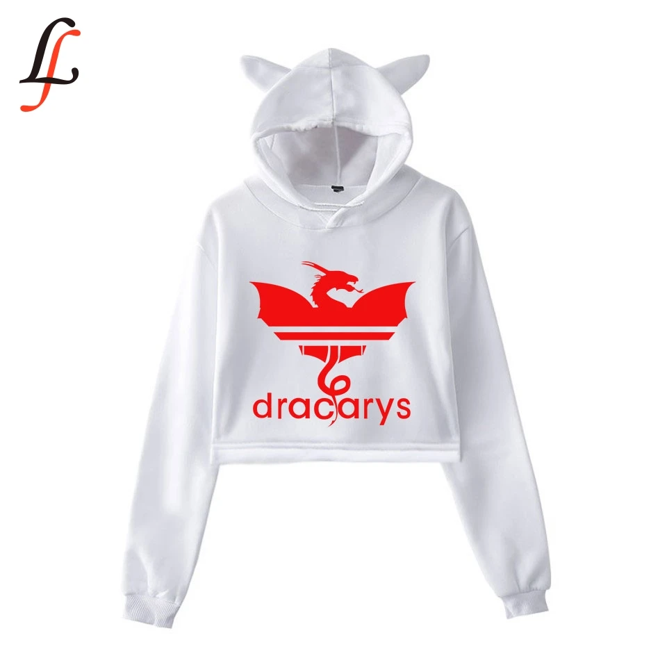 Игра престолов Dracarys кошачьи ушки Обрезанные толстовки женские с длинным рукавом