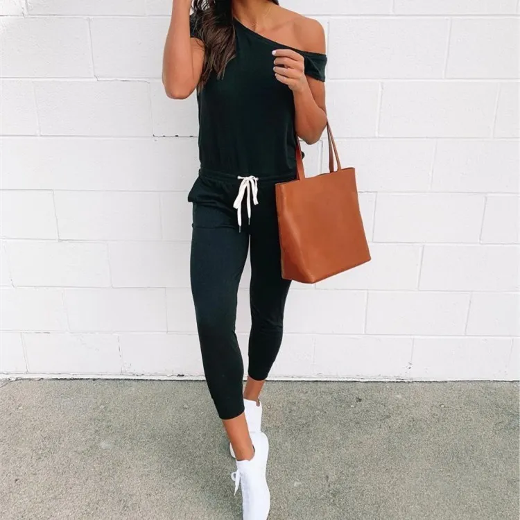 Женский Повседневный комбинезон с одним плечом мягкий Свободный на лето 2019 |