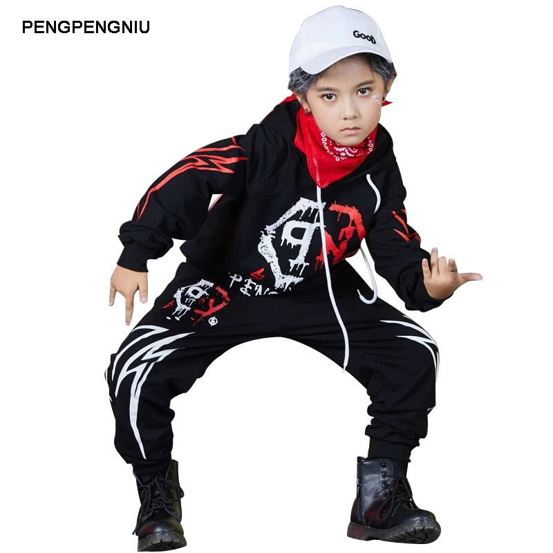 PENGPENGNIU Kids Street Dance Clothes Sets Fashion Hip Hop Clothing 2018 New Brand High Quality Sport Suit for Teenage Boys Girl | Детская
