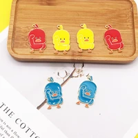 10pcspack cartoon small yellow duck enamel pendant bracelet finding cute animal metal charms handmade jewelry accessory yz210