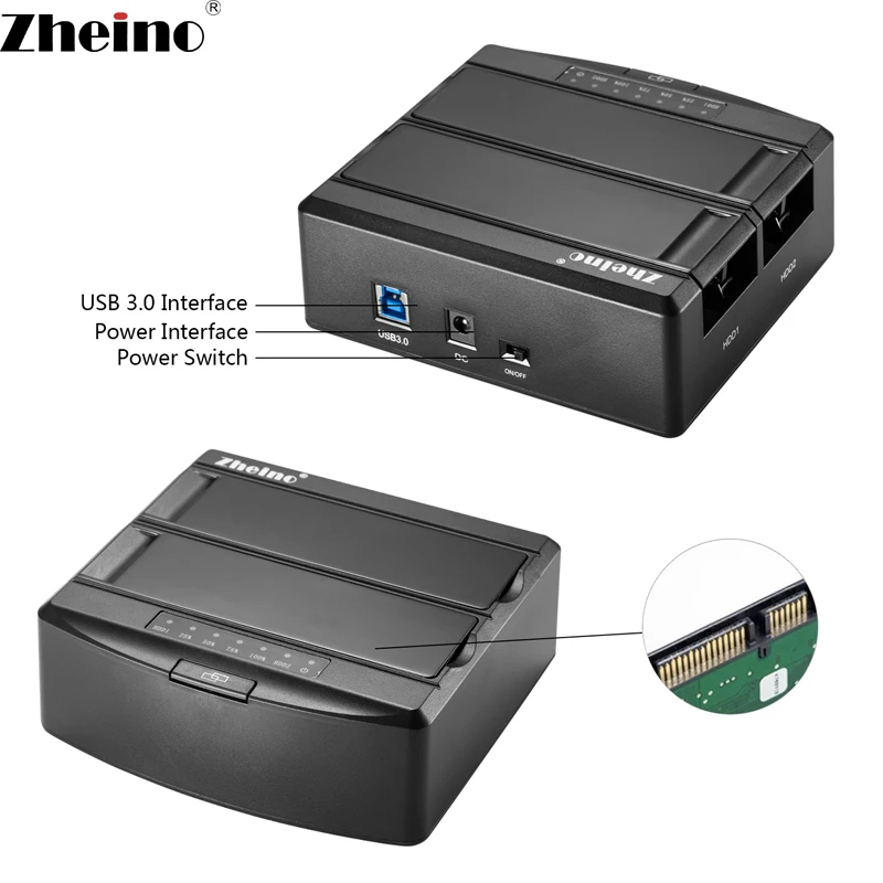 Zheino Базовая док станция для жесткого диска Внешний Накопитель SSD двойной отсек