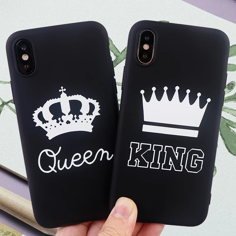 Пара телефонные чехлы для iPhone X XS MAX XR 6 s 7 8 плюс встроенная Мода чехол queen King Мягкие