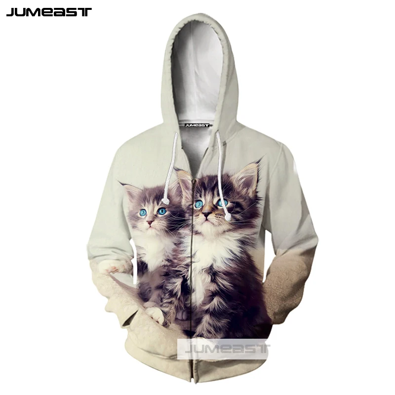 Jumeast/брендовая толстовка на молнии с 3D принтом животных тигра для мужчин и женщин
