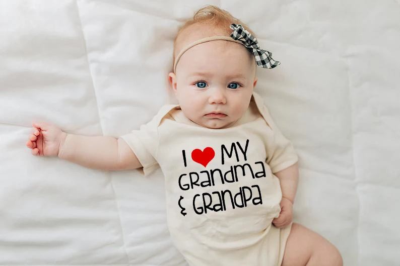 

Summer White Clothing I Love My Grandma Grandpa Print Baby Bodysuit 2019 Baby Jumpsuits Cute Short Sleeve Baby Boys Clothes