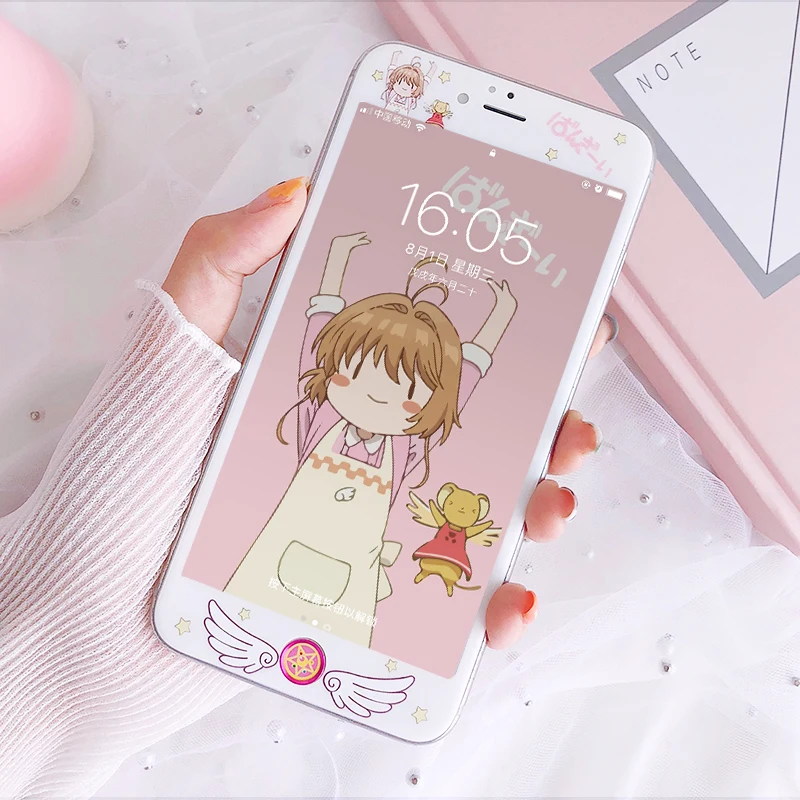 Для iPhone 8 7 силиконовый чехол и закаленное стекло передней фильм для 6 6s плюс милые