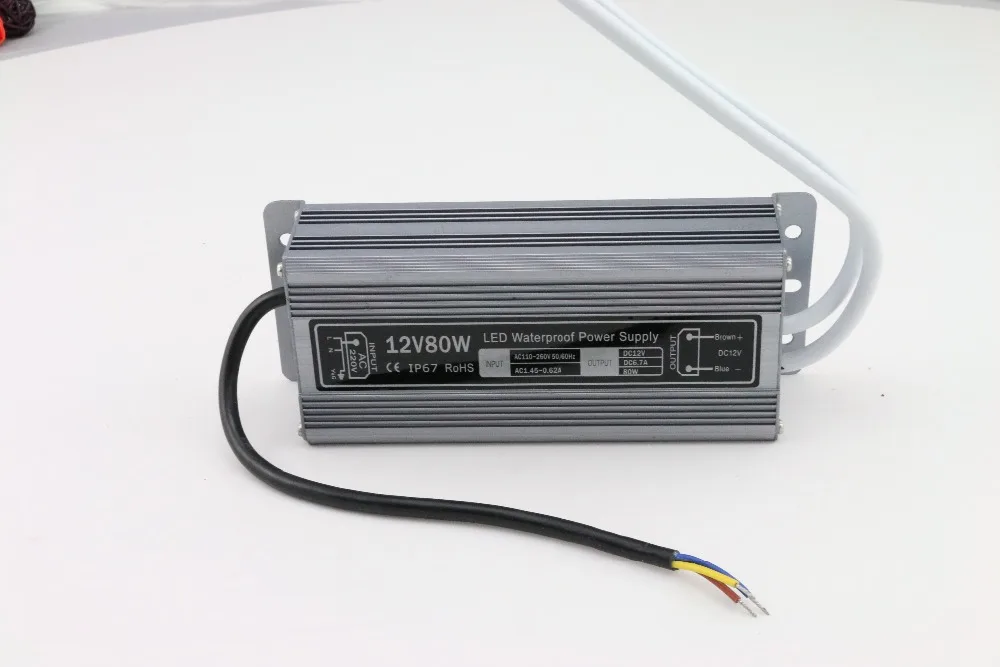 

High quality DC 12V 80W waterproof IP67 led driver adapter led light transformer 6.7A power charger for leds 3 years warranty