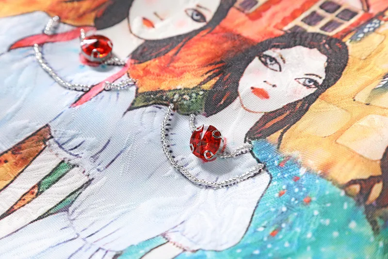 Весна-лето 2018 Короткое женское платье с круглым вырезом без рукавов принтом