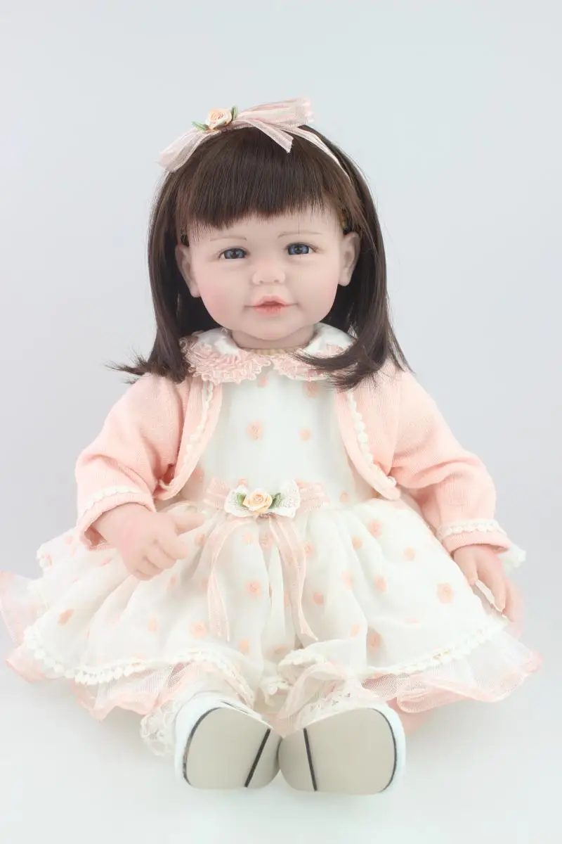 

Куклы-принцессы Bebe 52 см, силиконовые куклы-Реборн, парик из коричневых волос, модная одежда, подарочные куклы для детей
