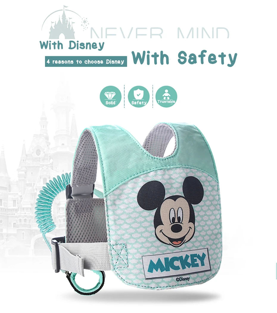 Disney анти-потеря запястья поводок детский безопасный рюкзак дышащий ходячий Жгут Регулируемая манжета для малышей прогулочный помощник
