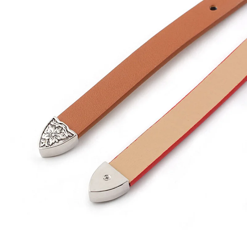 

Female Narrow Faux Pu Leather Waist Belt Colorful Women Dress Belts With Metal Buckle Waistband Cute Strap