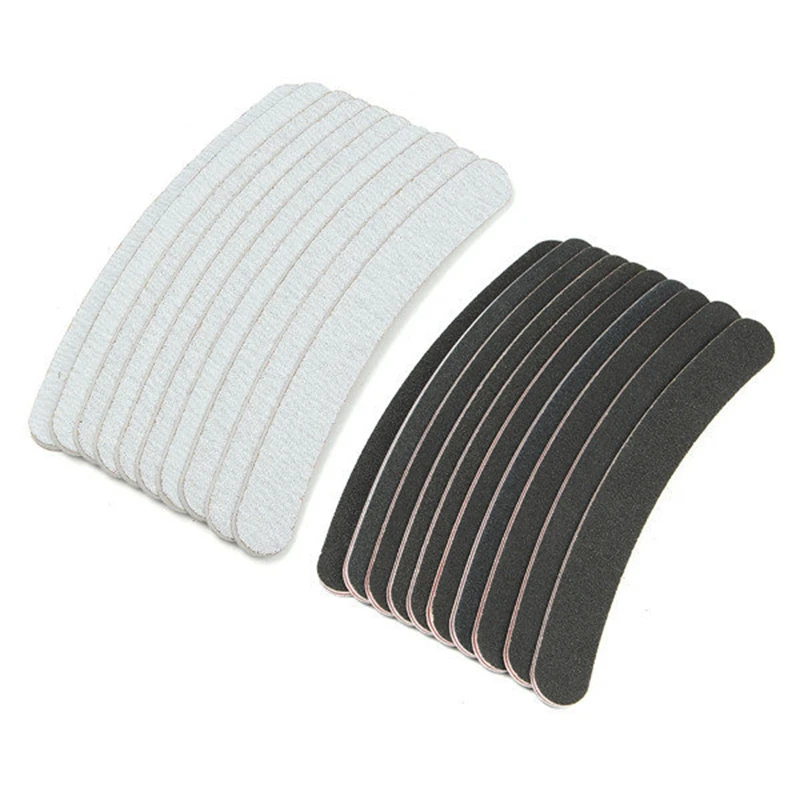 

10PCS/Lot Professional Banana Shape Nail Files Black & Grey Zebra 100/180 Grit Emery Board Nail Sanding File For Manicure