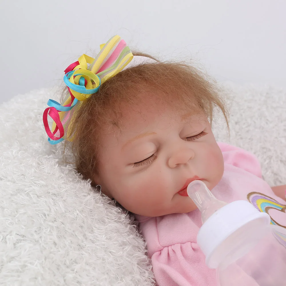 Кукла bebe Reborn Boneca силиконовая виниловая кукла 43 см Baby Doll с красивой радужной юбкой