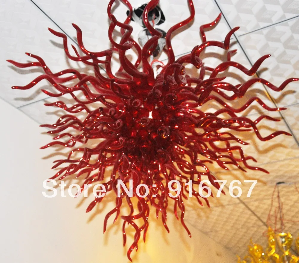 

C105-Red Fire Glass Chandelier with Led Bulbs for Sale