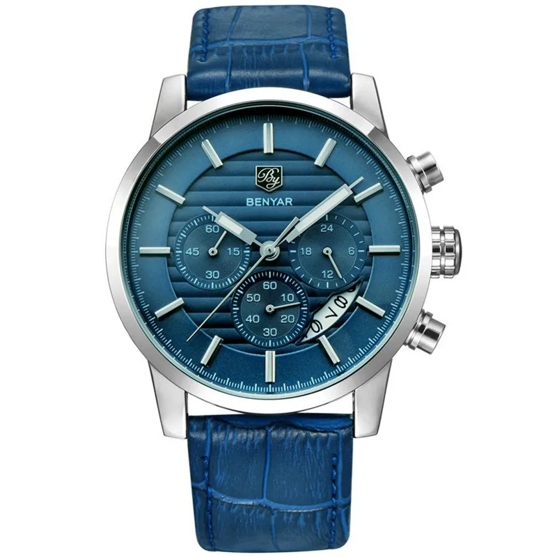 Кварцевые часы хронограф с кожаным ремешком 43 мм|watch business|watch watchwatch wrist watch |