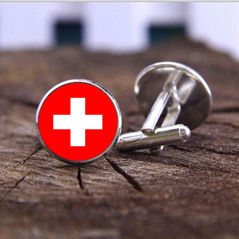 Высокое качество мужские ювелирные изделия Запонки флаг швейцарские запонки