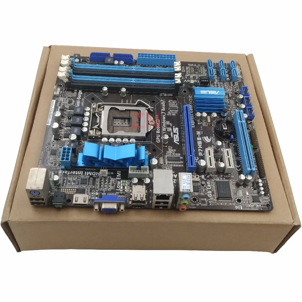 original Used Desktop motherboard For ASUS P7H55-M H55 Support LGA1156 I7 I5 I3 Maximum 4*DDR3 16GB 6*SATA II u ATX Main Board | Компьютеры