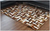 Fashionable art carpet 100% natural genuine cowhide leather waterproof carpet tile