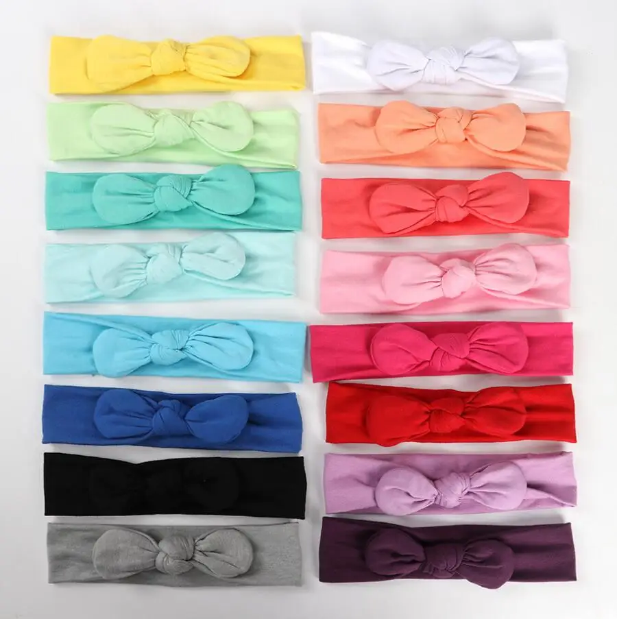 

24Pcs/Lot,Classical Solid Cotton Baby Headband,Stretchy Nylon Turban Head wraps,Newborn Girls Knot Bows Hair Accessories