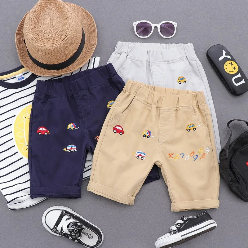 2019 летние шорты для мальчиков хлопковые брюки с вышивкой детская пляжная одежда