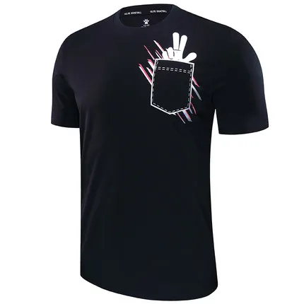 KELME Футболка мужская одежда для спорта и отдыха влагопоглощающая хлопковая Футболка с круглым вырезом и короткими рукавами с принтом 3881514 - Цвет: StyleA Black
