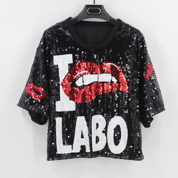 

New hot stage costume ds singer costume party evening street dance modern dance sequins shirt performance clothing female