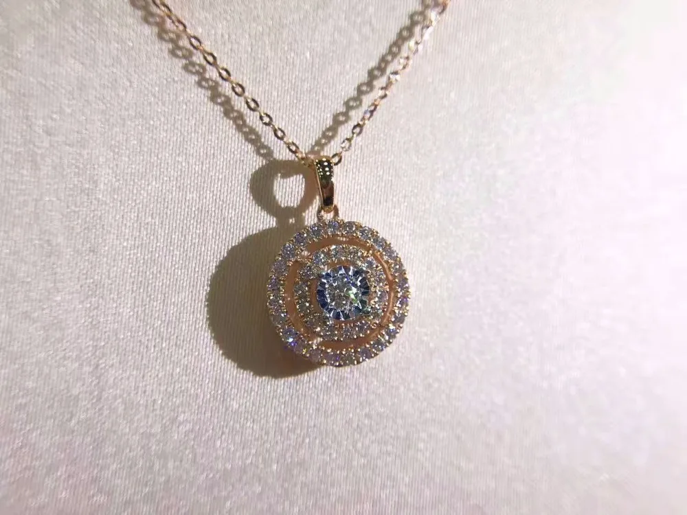 LASAMERO Double Halo 0.07CT набор с круглыми вырезами однотонный 18 К золотой кулон