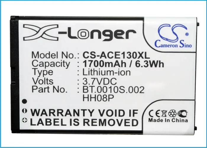 Cameron Sino высокое качество 1700mAh батарея BT.0010S. 002 HH08P для Acer beTouch E130 B E140 | Мобильные