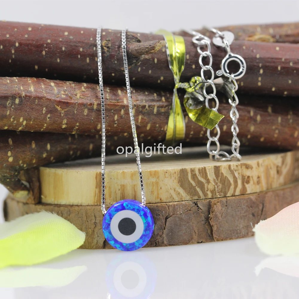 (1 шт./лот) ожерелье от сглаза ожерелья с голубым опалом подвесками Чокеры 2020