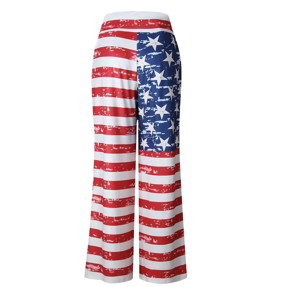 

Pantalon Femme Women Pants 4th of July Summer Plus Size Wide Leg Pants Female Print Striped Trousers Sweatpants Drop Shipping c