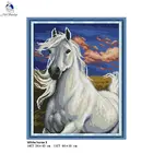 Набор для вышивки крестиком Joy Sunday с изображением белой лошади, наборы для вышивки DMC, рукоделие, ткань для рукоделия 14CT и 11CT