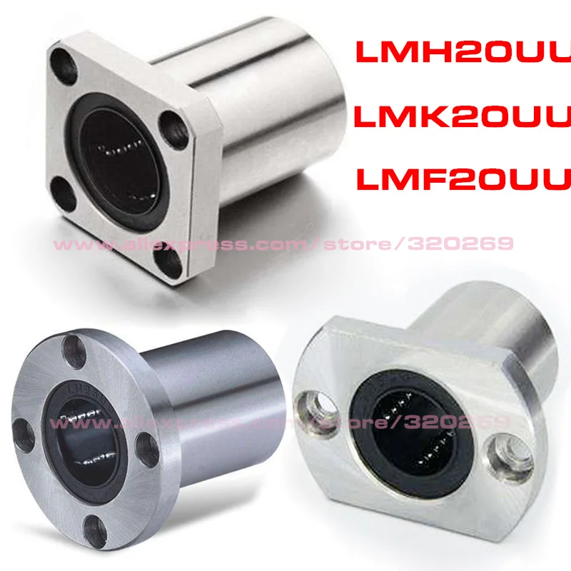 4 шт. LMF20UU LMH20UU LMK20UU 20x32x42 мм квадратный фланец Диаметр вала (мм): линейного движения