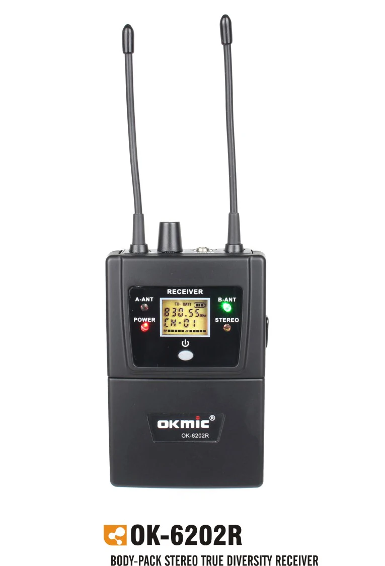 Новый передатчик OKMIC 003UT 1 шт. с 2 ресиверами 6202R Беспроводная система ушного