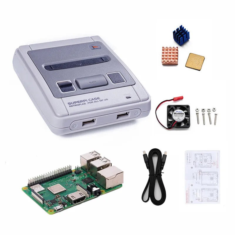 Белый Новая игровая приставка для видеоаркадных игр для Raspberry Pi 3B 3 Модель B+ для Retroflag SUPERPi чехол-J комплект DIY ТВ Игровые приставки - Цвет: Белый