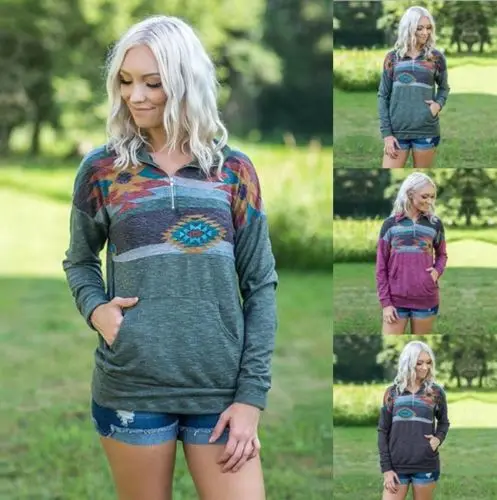 Fashion Women Printed Long Sleeve Winter Sweatshirt 2018 New Autumn Stripe Jumper Coat Pullover Casual Tops S-XL | Женская одежда