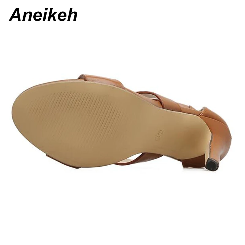 Aneikeh новинка 2019 года остроносые сандалии из искусственной кожи на высоком