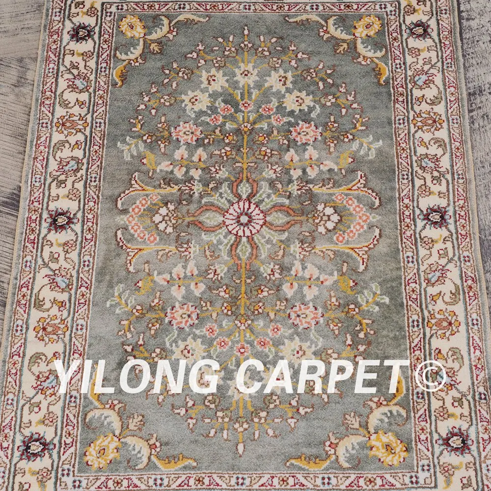 Ковер YILONG 2 &quotx 3&quot Кашан фарсированные ковры ручной работы тонкий светло-зеленый