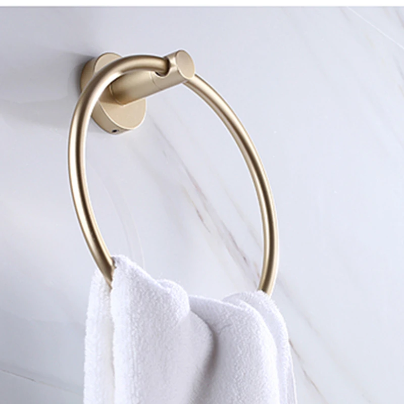 Towel Rack Bathroom Accessories In Brushed Gold Towel Ring SUS304 Stainless Steel Hand Towel Holder Wall Mounted Towel Holder - Цвет: brushed gold