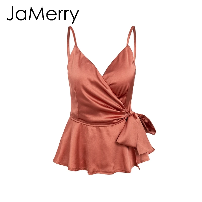Женский атласный укороченный топ JaMerry летний с регулируемым ремешком элегантная
