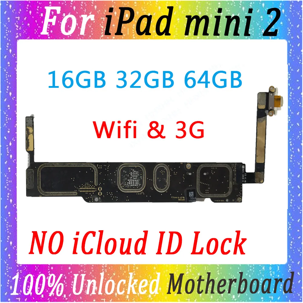 100% оригинальная материнская плата для iPad mini 2 разблокирована бесплатно iCloud