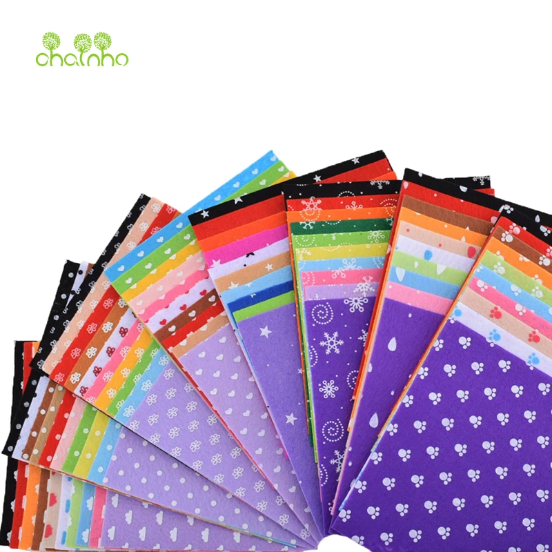 Tela no tejida de fieltro impresa, pa&ntilde;o de poli&eacute;ster de 1mm de espesor para coser mu&ntilde;ecas, paquete de patrones de decoraci&oacute;n del hogar, 80 unids/lote, 15x15cm-5