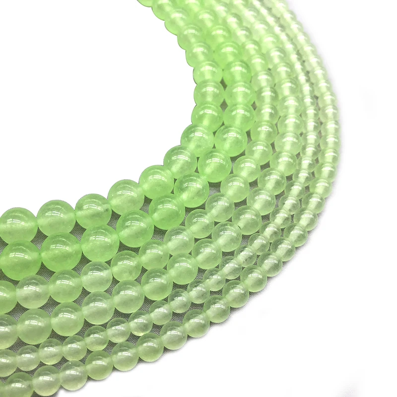Халцедон светло-зеленый натуральный белый камень Свободные Круглые бусины из