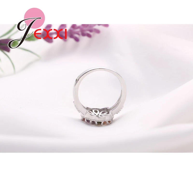 Женское кольцо из серебра 925 пробы с цветным кристаллом|jewelry rings|jewelry women ringsjewelry