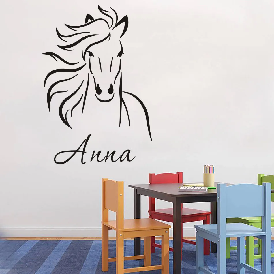 2017 Наклейка на стену в виде коня Виниловая наклейка Лошадь персональное имя для